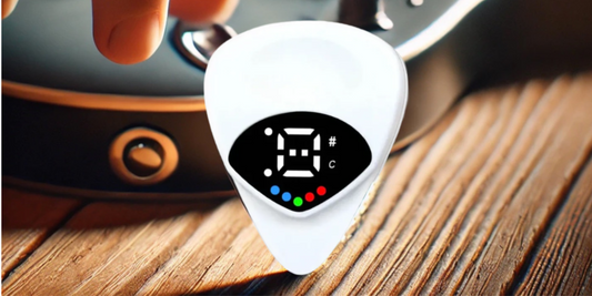 Guitar pick with a buil in tuner hands on