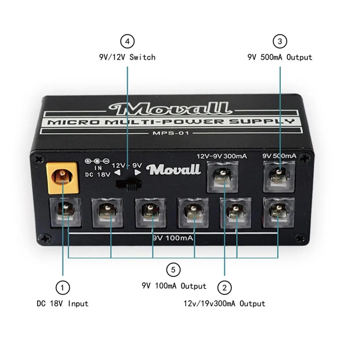 Movall MPS-01 - Pedal Power Supply 8 Isolated Output.